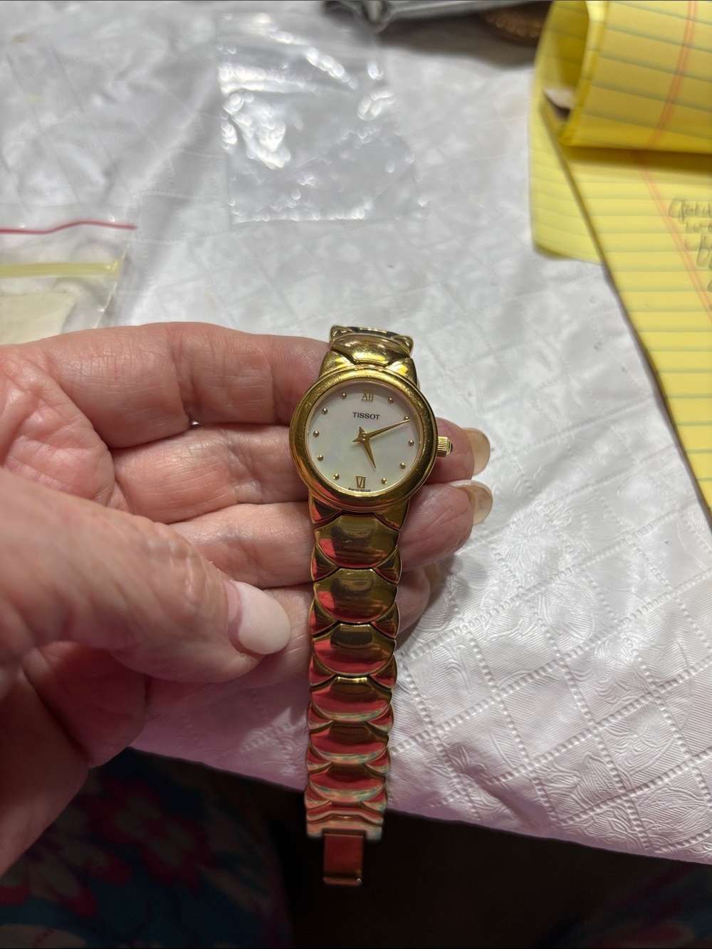 Tissot Women's Gold Tone Bracelet Watch with White Dial